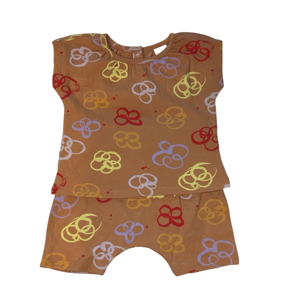 Open Edit Colorful Abstract Floral Baby Girl Outfit Orange Red Purple Yellow 6M
